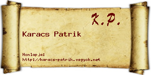 Karacs Patrik névjegykártya