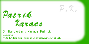 patrik karacs business card